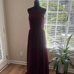 Bill Levkoff Burgundy Lace Maxi Dress